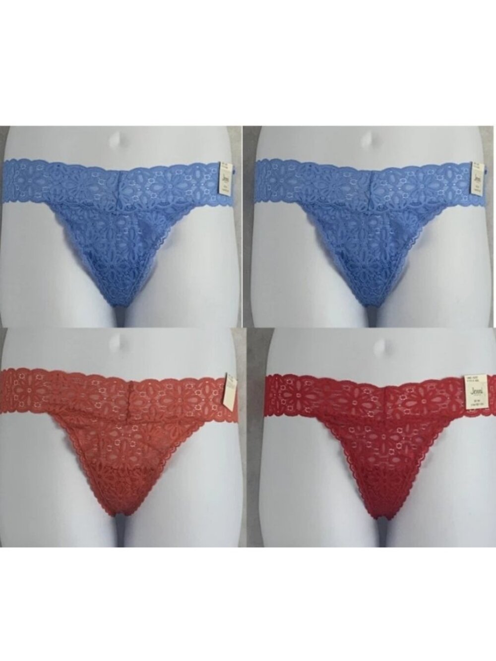 Jenni Women's Lace Thong Panty Underwear, Variety 4-Pack , One Size (S to XXL)